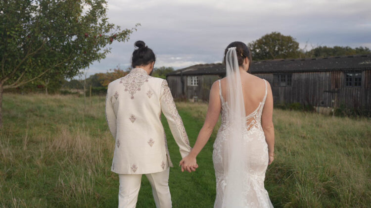 Bride and groom sharing their first dance captured by a professional wedding videographer in Birmingham, UK