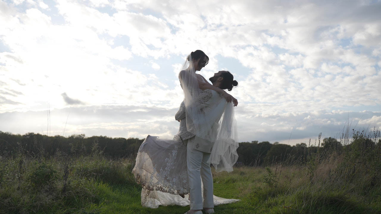 Bride and groom film by best cheap wedding videographer London